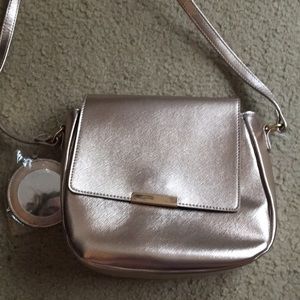 rose gold over the shoulder bag
